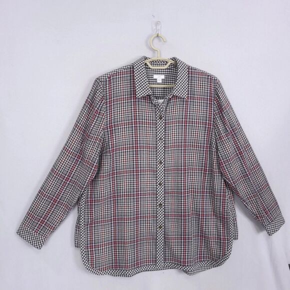 J. Jill Tops - J. Jill Button Down Shirt Top Blouse Tunic Size XL Plaid Check Western NEW